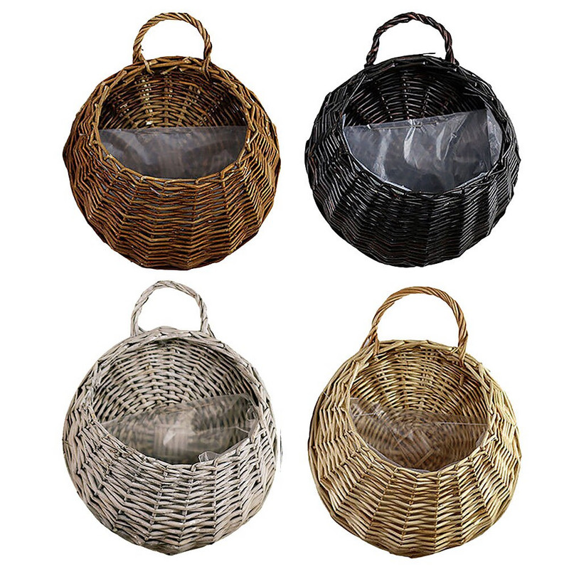 Kézzel készített vintage fali dekoráció Rattan kerti virágcserép tartó Otthoni díszek