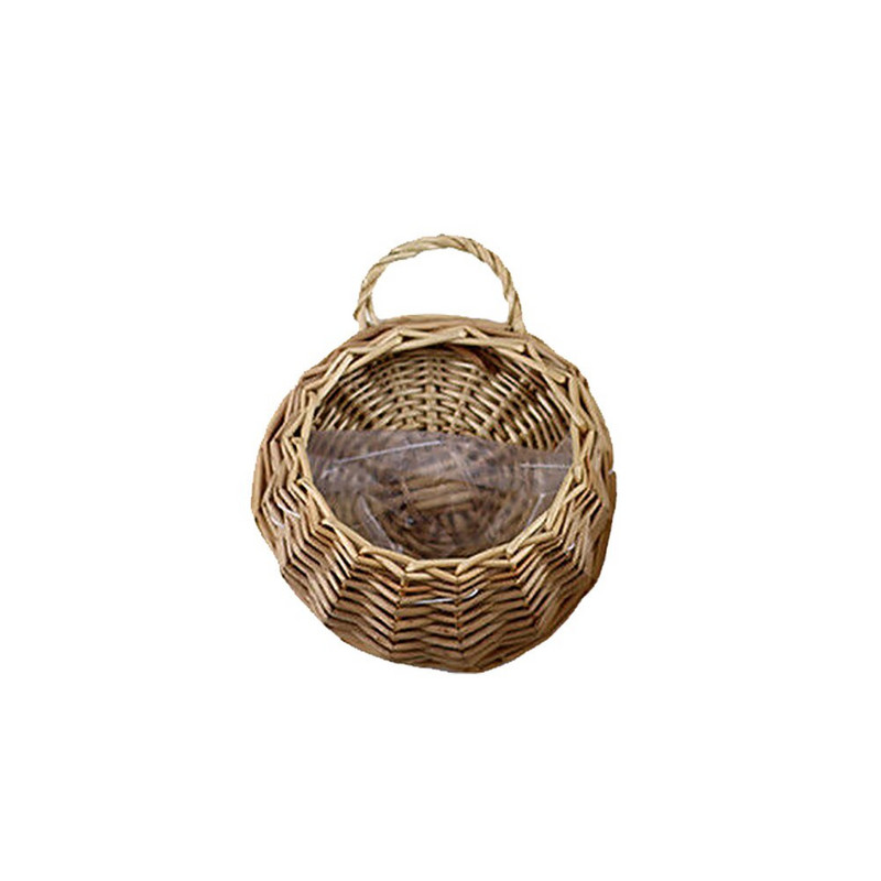 Virágcserép kézzel készített kerti otthoni díszek Rattan fali dekoráció Vintage tartó