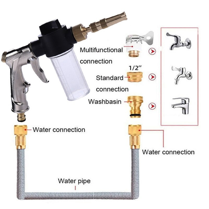 Pistol portabil cu apă de înaltă presiune pentru curățarea mașinii de spălat auto, furtun de udare a grădinii, duză, aspersor, pistol de apă cu spumă, dropshipping