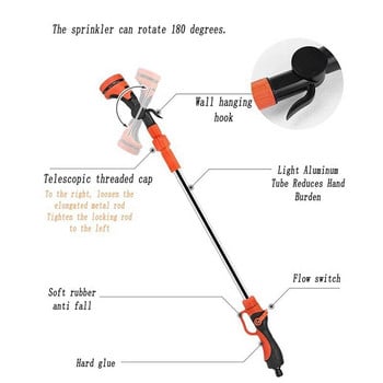 Z&Y Telescopic Long Pole Washer Water Gun Spray Ανθεκτικό Ισχυρό Πιστόλι Υψηλής Πίεσης Υψηλής Πίεσης Σετ ποτίσματος με τζετ πλυσίματος αυτοκινήτου