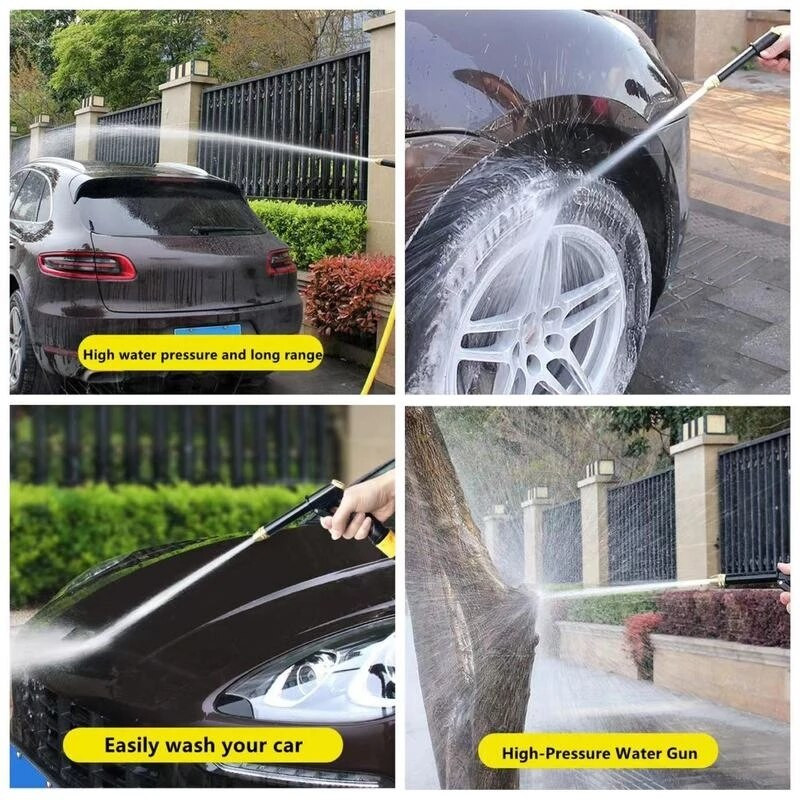 Pistol de spălat cu înaltă presiune Mașină de spălat auto cu 4 moduri, furtun de udare a grădinii reglabil, duză, aspersor, kit universal de spălat auto