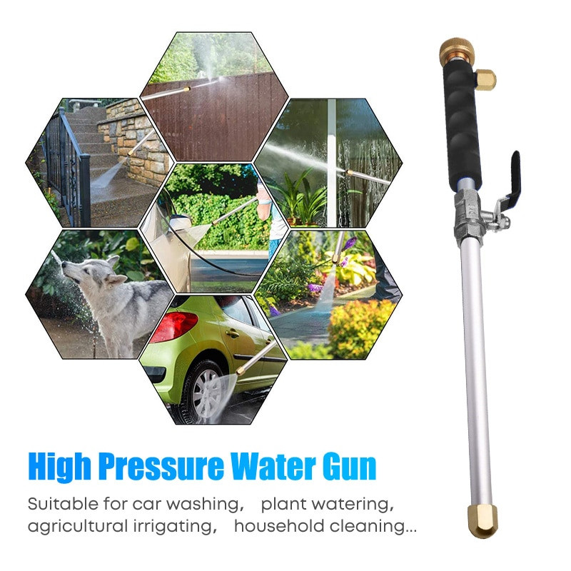 Pistol de apă de înaltă presiune Duză de pulverizare Pistol de apă din metal Putere de spălat mașină Instrument de curățare stropitoare de grădină Jet Mașină de spălat de grădină Baghetă de furtun