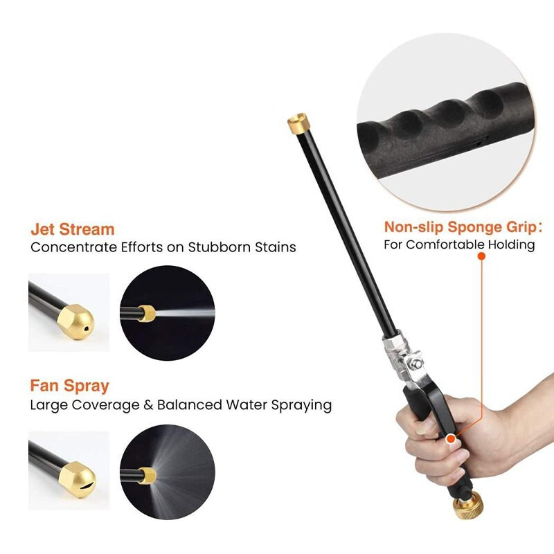 Pistol de apă de înaltă presiune Duză de pulverizare Pistol de apă din metal Putere de spălat mașină Instrument de curățare stropitoare de grădină Jet Mașină de spălat de grădină Baghetă de furtun