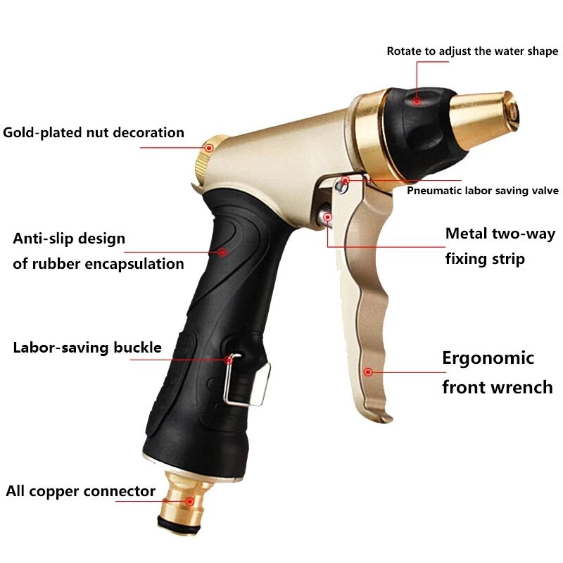 Unelte de grădină, pistol de apă, duză pentru furtun, udare casnică multifuncțională, spălătorie de mașini, pulverizator de apă, pistol de apă de înaltă presiune, Dropshipping