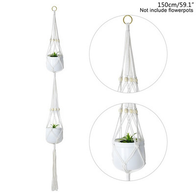 Pamut kötél virágcserepek Kézzel készített makrém akasztókosarak otthoni fali dekorációhoz Kert megyei erkély akasztós virágtartó ajándékok