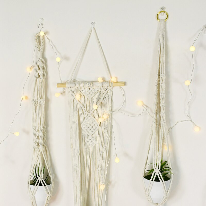 Pamut kötél virágcserepek Kézzel készített makrém akasztókosarak otthoni fali dekorációhoz Kert megyei erkély akasztós virágtartó ajándékok