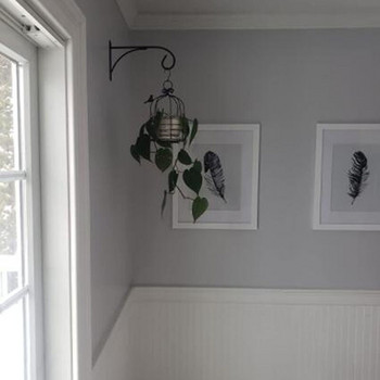 Μαύρο σιδερένιο φως τοίχου Στήριγμα με γάντζο Wind Chimes Κήπος Κρεμαστό καλάθι Ζαρντινιέρα Φανάρι Γλάστρα Διακόσμηση σπιτιού