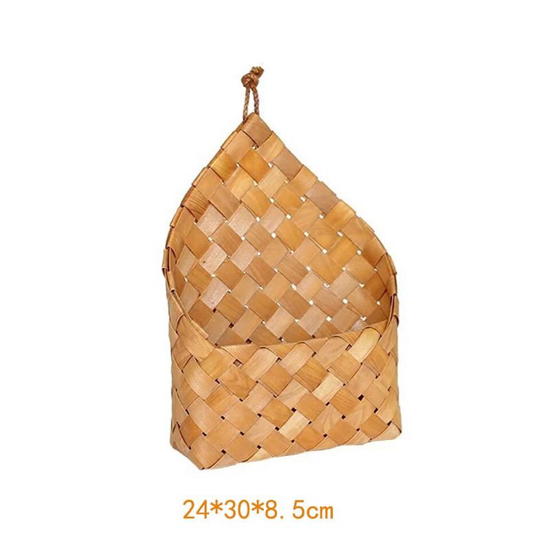 Coș de depozitare pentru agățat pe perete Coș de flori din răchită naturală Ghiveci de flori din ratan Container pentru decorarea peretelui pentru grădină