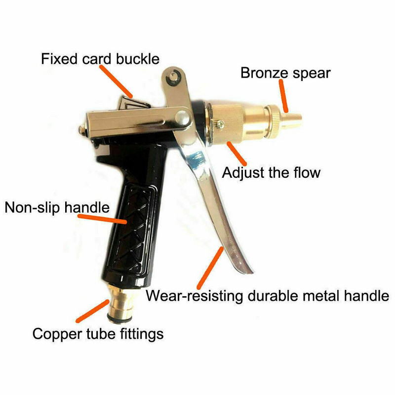 Aukšto slėgio vandens purškimo pistoletas žalvarinis antgalis sodo žarna vejos automobilių plovimo įrankis su darbą taupančia sagtimi Sodo reikmenys