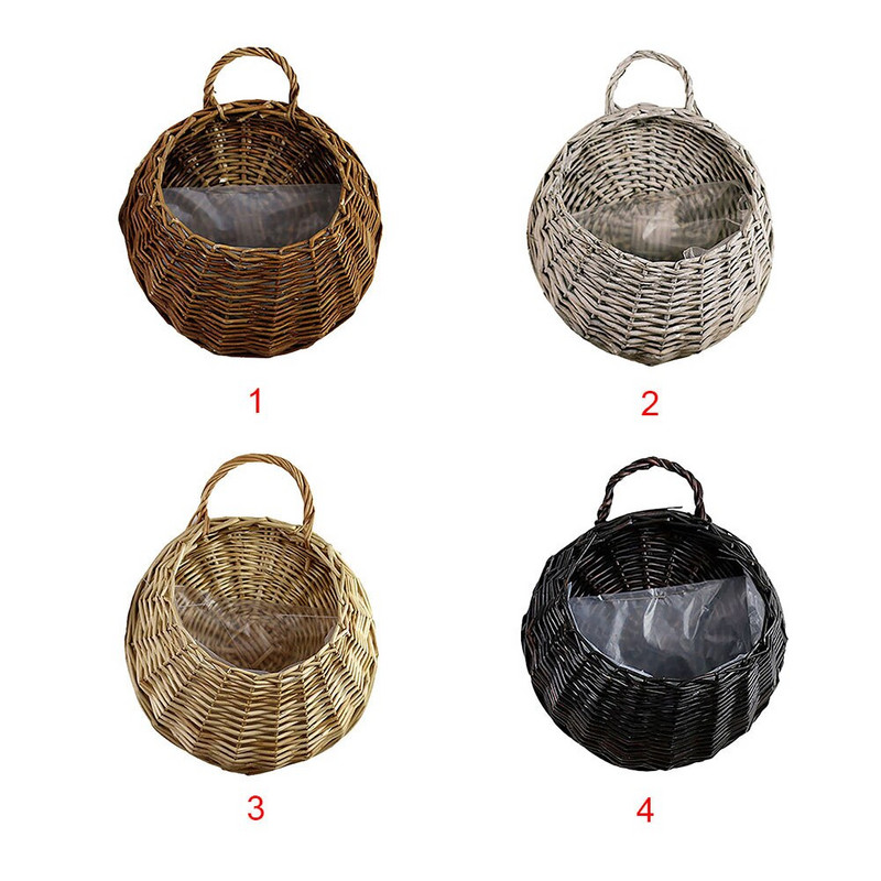 Vintage kézzel készített otthoni díszek Kerti virágcserép fali dekorációs tartó rattan