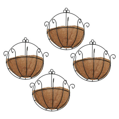 4 bucăți de fier pentru agățat pe perete gentleman coș 25 cm semi-circular plantă flori agățat perete suport pentru plante decorare