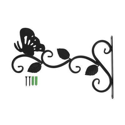 Coș de plante cu ghiveci suspendat din metal, cu cârlig cu clopoțel de vânt drăguț pentru curte, balcon, accesorii pentru decorarea casei