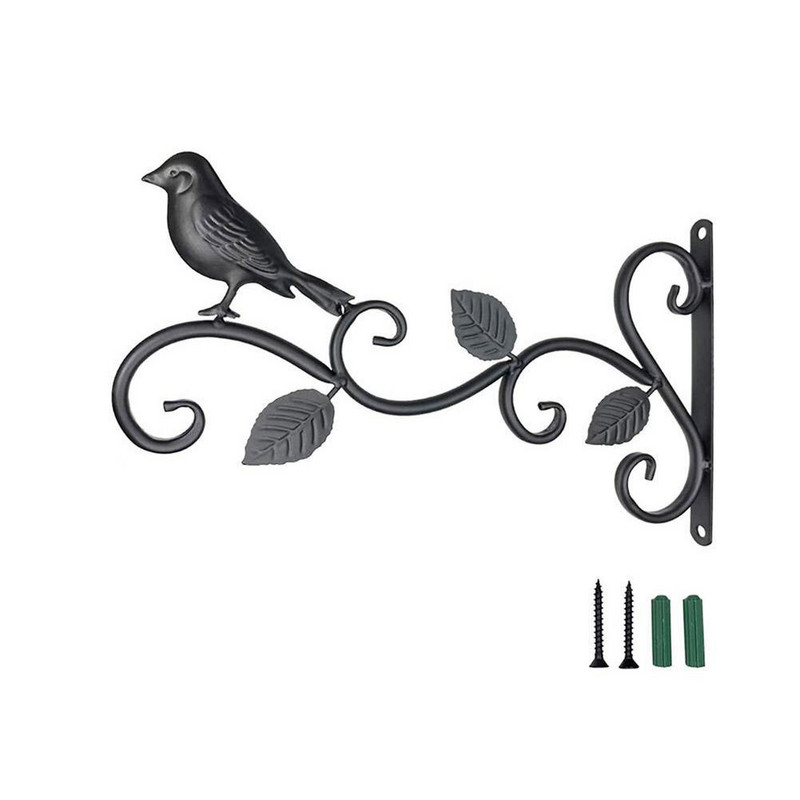Coș de plante cu ghiveci suspendat din metal, cu cârlig cu clopoțel de vânt drăguț pentru curte, balcon, accesorii pentru decorarea casei