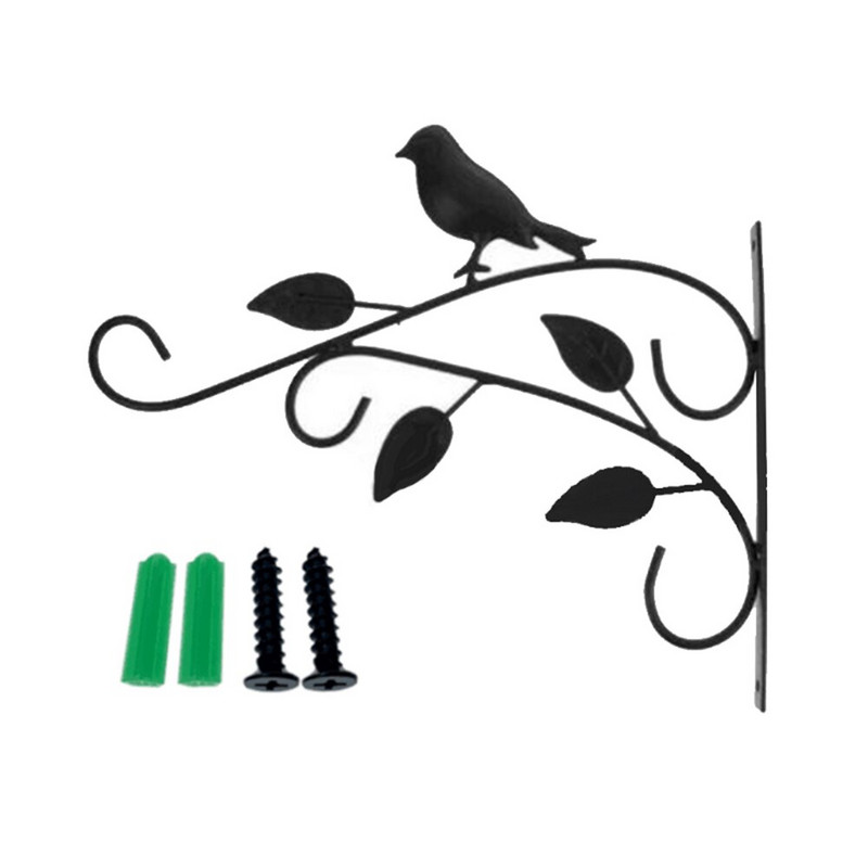 Coș de plante cu ghiveci suspendat din metal, cu cârlig cu clopoțel de vânt drăguț pentru curte, balcon, accesorii pentru decorarea casei