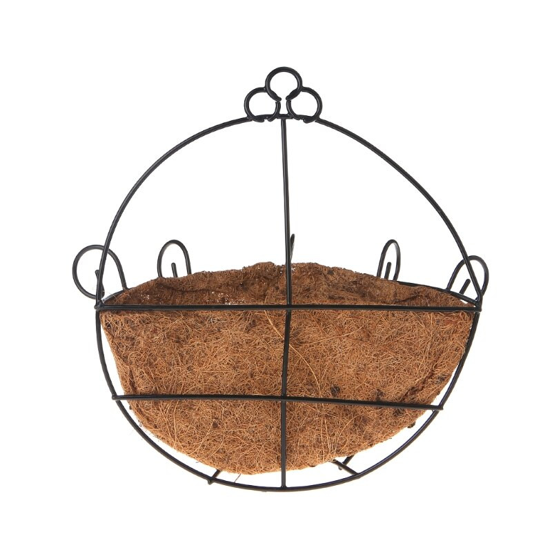 Ghiveci Fier Nucă de Cocos DIY Grădină Agățat Jardiniere Perete Coșuri Ghiveci Jumătate Rotund