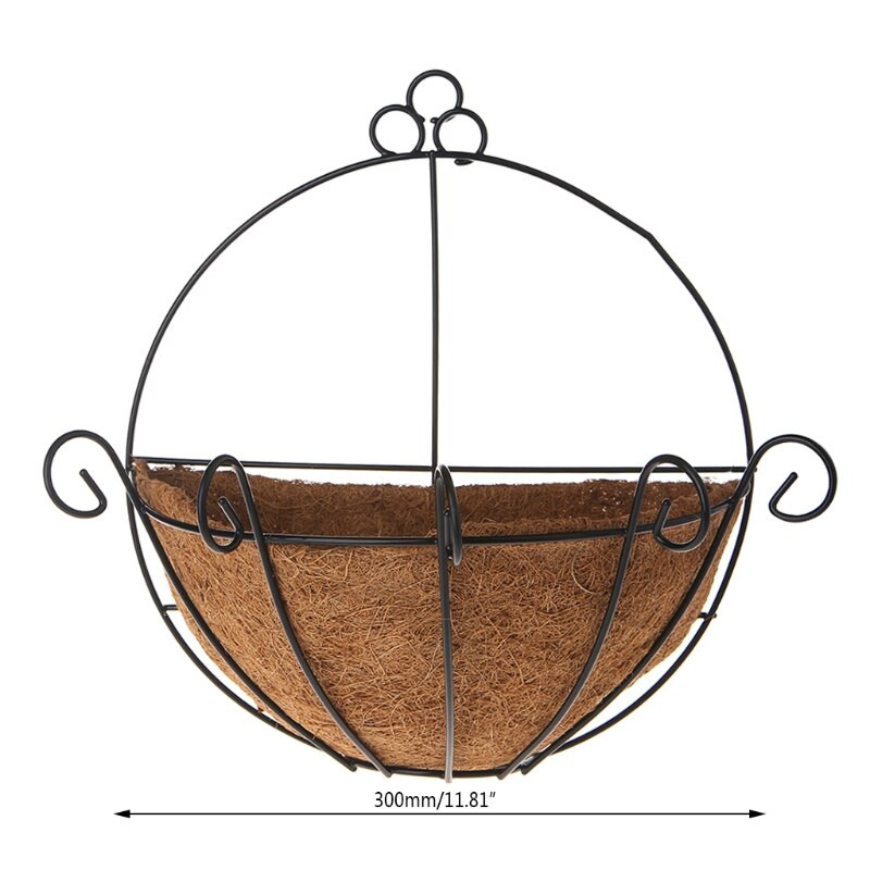 Ghiveci Fier Nucă de Cocos DIY Grădină Agățat Jardiniere Perete Coșuri Ghiveci Jumătate Rotund