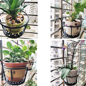 Κρεμαστά φυτά σιδερένια ράφια Μπαλκόνι στρογγυλή γλάστρα Ράφι κιγκλίδωμα φράχτη Παράθυρο εξωτερικού χώρου Διακόσμηση βάσης μπονσάι