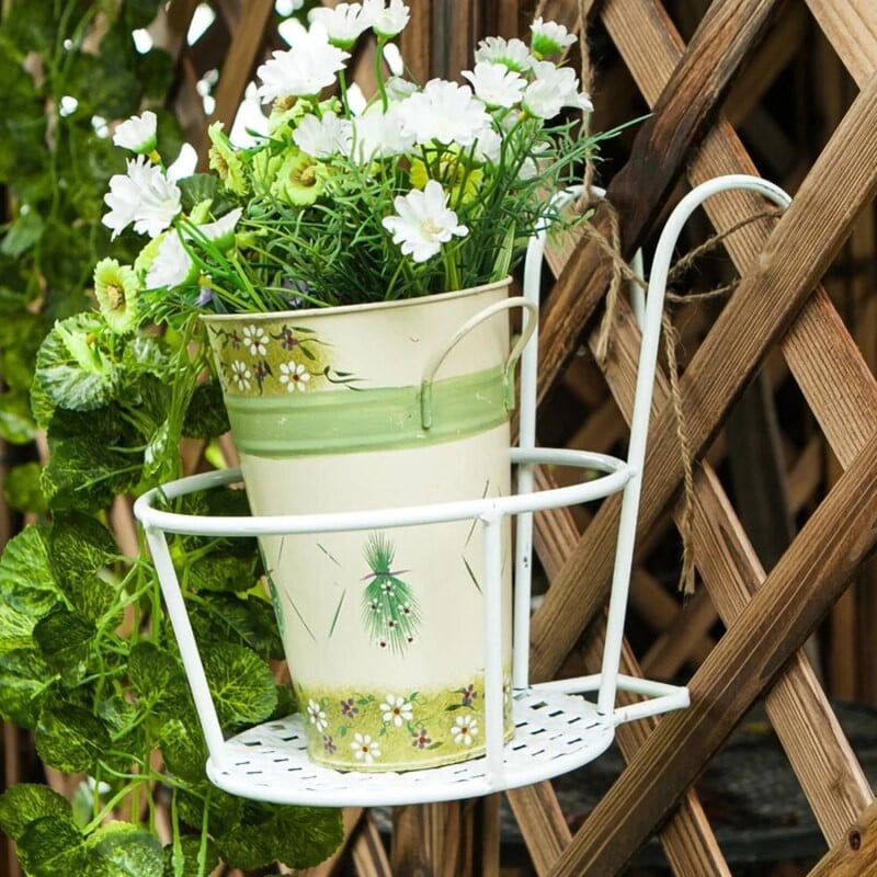 Függesztett növény vasállványok erkély kerek virágcserepek korlát kerítés kültéri ablak Bonsai állvány dekoráció