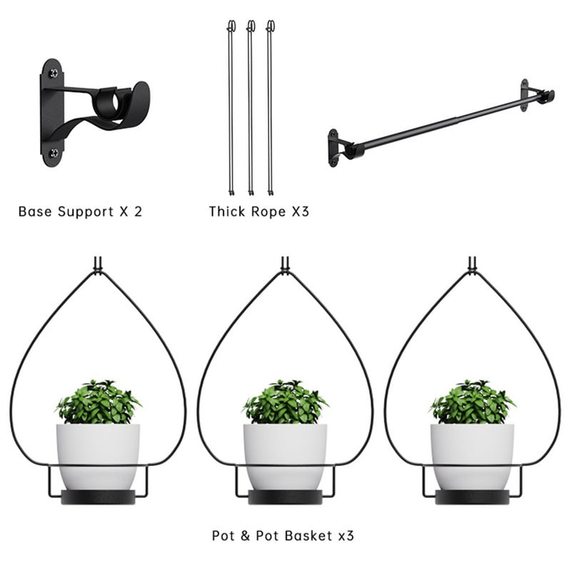 Ghivece agățate pentru plante de perete pentru fereastră Umeraș pentru plante Ierburi Grădină Reglabil pentru interior Decor interior Suport coș pentru ghiveci