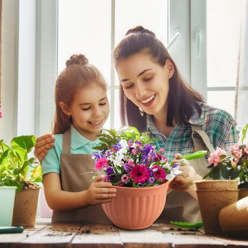 Nauji modernūs kabantys gėlių vazonai Plastikinė sodo tvora Balkonas Pusapvalis krepšelis Vazonų vazonai kambariniams augalams dekoruoti