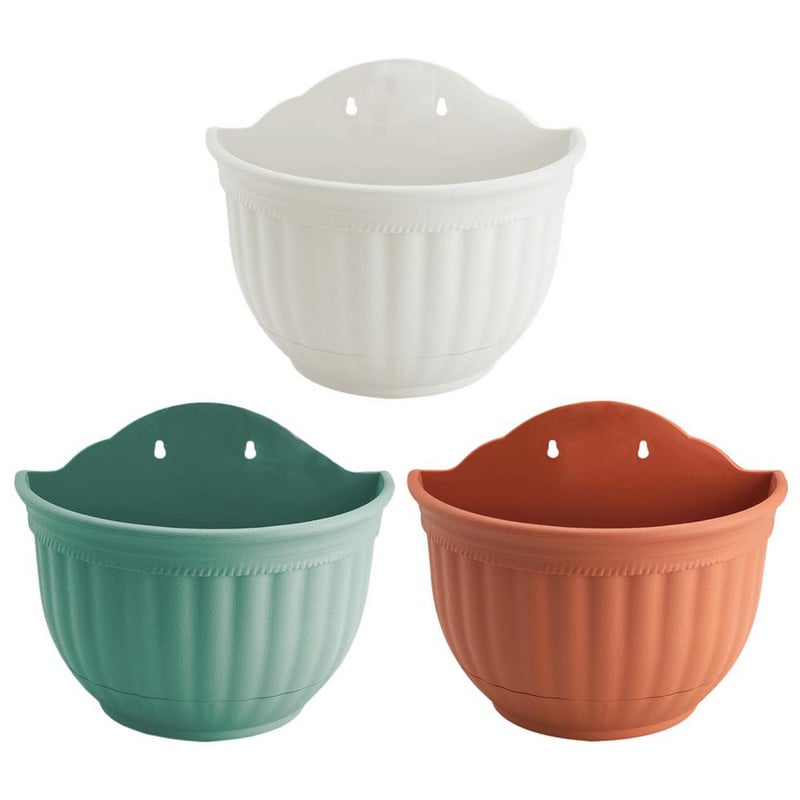 Nauji modernūs kabantys gėlių vazonai Plastikinė sodo tvora Balkonas Pusapvalis krepšelis Vazonų vazonai kambariniams augalams dekoruoti