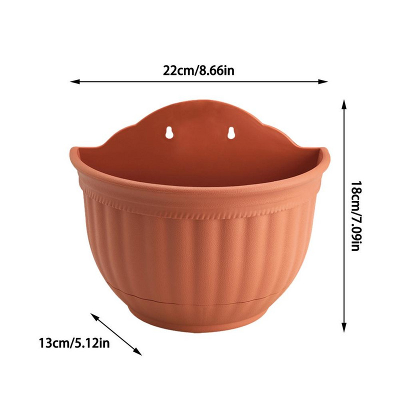 Nauji modernūs kabantys gėlių vazonai Plastikinė sodo tvora Balkonas Pusapvalis krepšelis Vazonų vazonai kambariniams augalams dekoruoti