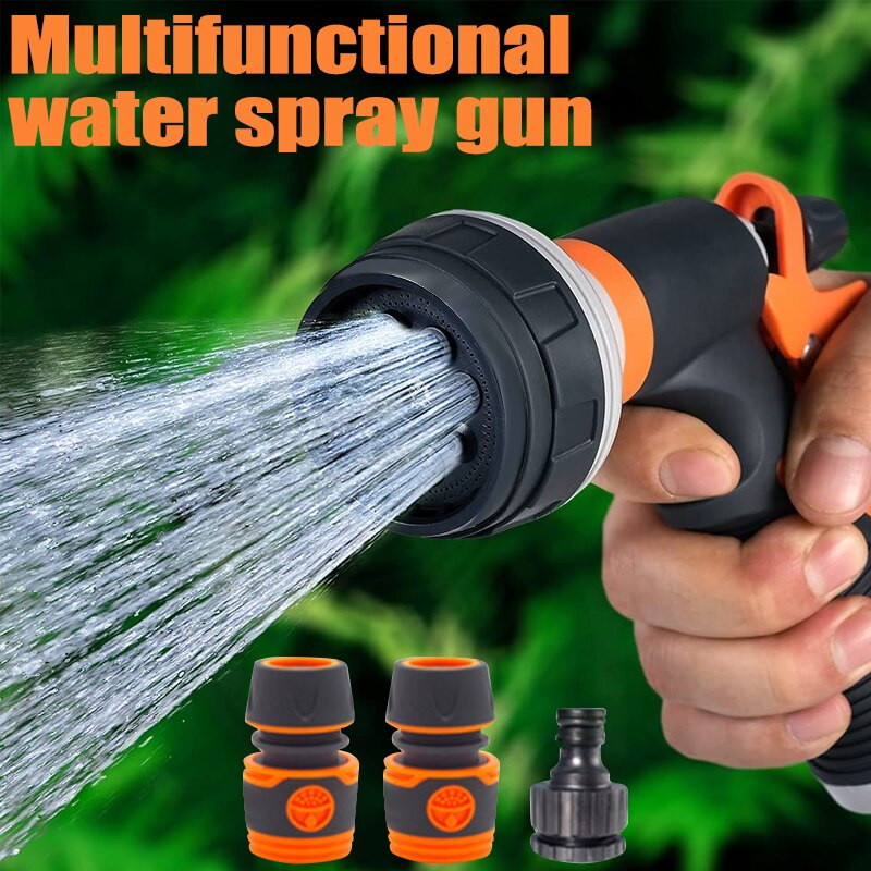 SpriSprinkler pistoletas daugiafunkcinis vejos laistymo žarna purkštuvo antgalis aukšto slėgio automobilio plovimo rankinis sodo įrankis 8 purškimo mod.