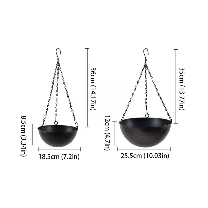 Ghiveci de flori agățat din metal, lanț nordic, coș de jardinier, vază de flori pentru casă, grădină, balcon, decorare C3v6