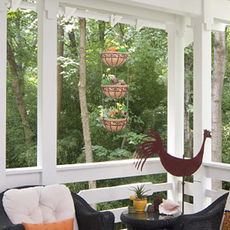 Căptușeală din fibră de nucă de cocos Căptușeală cu trei niveluri de nucă de cocos pentru jardiniere Căptușeală din fibră de nucă de cocos Inserții pentru jardiniera din fibră de nucă de cocos