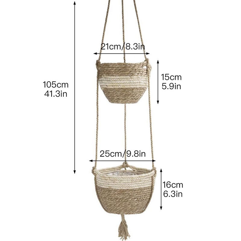 Augalų laikymo krepšelis Gėlių vazonai Sodininkystei Namuose Austi Vidinis Mūsų durų sienų meno dekoravimas 2 sluoksnių džiuto virvėmis pakabinamas sodintuvas