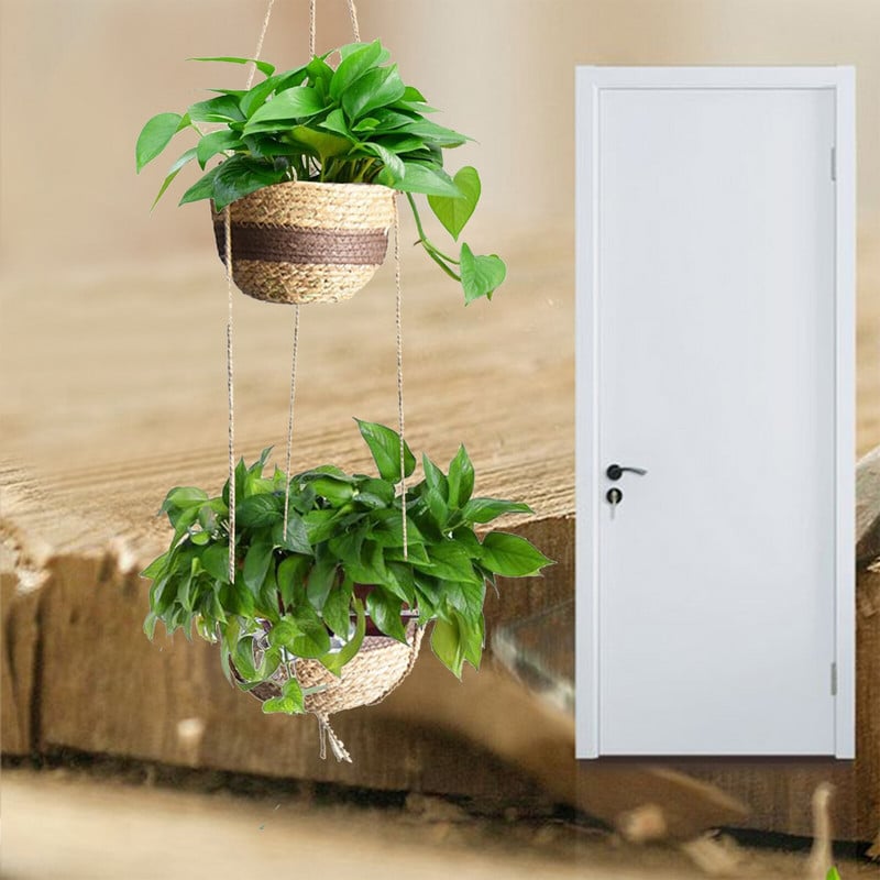 Augalų laikymo krepšelis Gėlių vazonai Sodininkystei Namuose Austi Vidinis Mūsų durų sienų meno dekoravimas 2 sluoksnių džiuto virvėmis pakabinamas sodintuvas