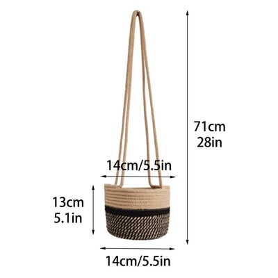 Coș cu plante Ghiveci de flori Coș de flori din frânghie din bumbac Decorație pentru agățat jardinieră pentru perete Coș de flori pentru grădină