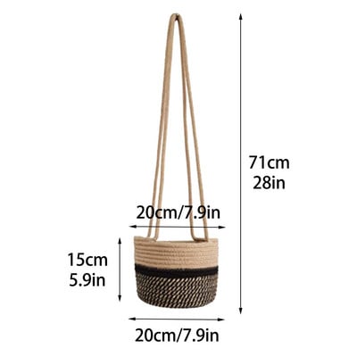 Coș cu plante Ghiveci de flori Coș de flori din frânghie din bumbac Decorație pentru agățat jardinieră pentru perete Coș de flori pentru grădină