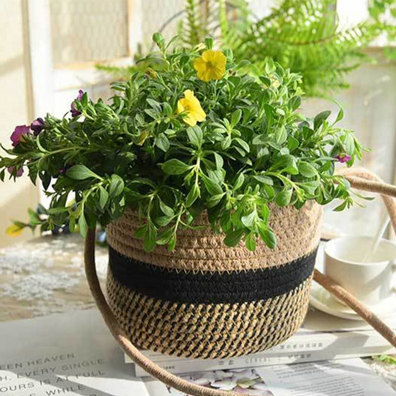 Coș cu plante Ghiveci de flori Coș de flori din frânghie din bumbac Decorație pentru agățat jardinieră pentru perete Coș de flori pentru grădină