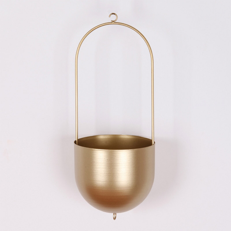 Modernus gėlių vazonas Paprastas pakabinamas vazono krepšelis Apvalus žalias sultingas kaltinis krapas, geležies apskritas balkono interjero dekoravimas