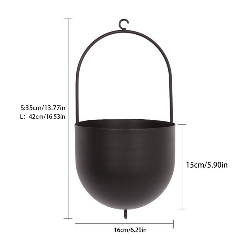 Modernus gėlių vazonas Paprastas pakabinamas vazono krepšelis Apvalus žalias sultingas kaltinis krapas, geležies apskritas balkono interjero dekoravimas