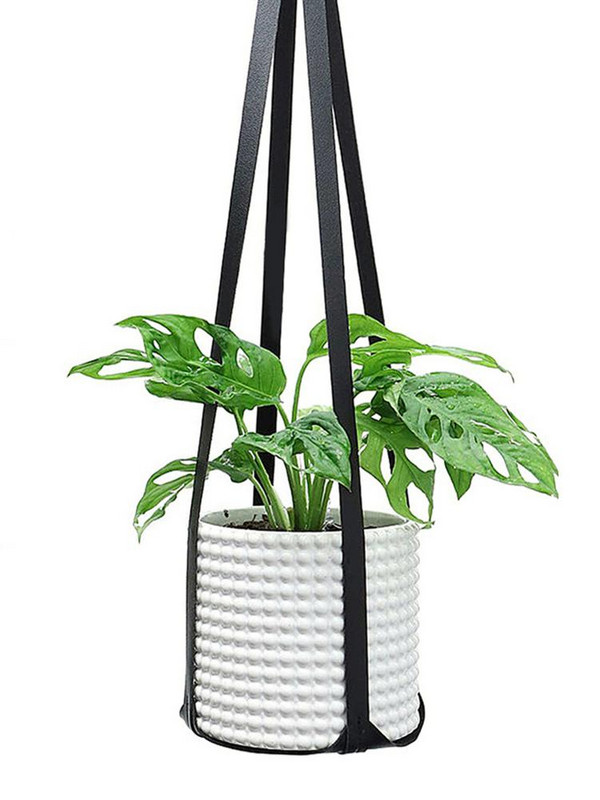 Függő kosarak Virágcserep növénytartó edény Makramé akasztó Akasztó ültetőkosár bőr kötél fonott kézműves vintage dekor