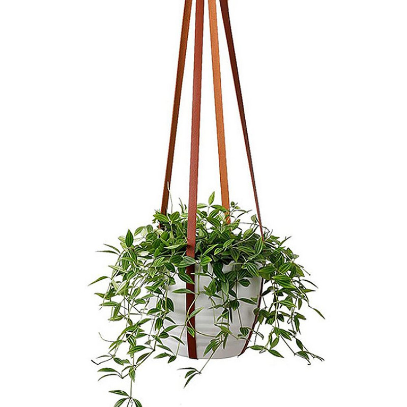 Függő kosarak Virágcserep növénytartó edény Makramé akasztó Akasztó ültetőkosár bőr kötél fonott kézműves vintage dekor