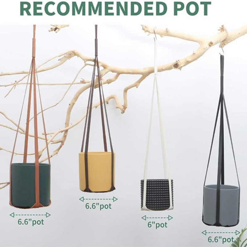 Függő kosarak Virágcserep növénytartó edény Makramé akasztó Akasztó ültetőkosár bőr kötél fonott kézműves vintage dekor