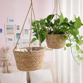 Jardinieră agățată din frânghie de iută Coș de depozitare pentru plante țesute pentru interior, exterior, ghiveci, umerașe pentru plante de macrame Decor modern pentru casă