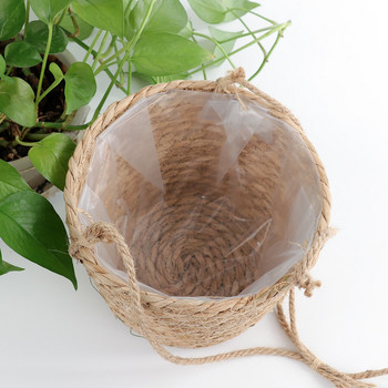 Въже от юта Висяща кашпа Кошница за съхранение на плетени растения Вътрешна саксия за цветя на открито Макраме Закачалки за растения Модерен домашен декор