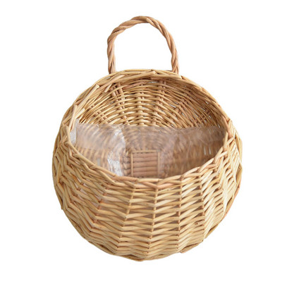 Gyümölcskosarak Mini Kézitáska Falra Akasztó Rattan Fonott Virágtáska Nappali Kert Nagy kapacitású Erkély Hordozható Bambusz