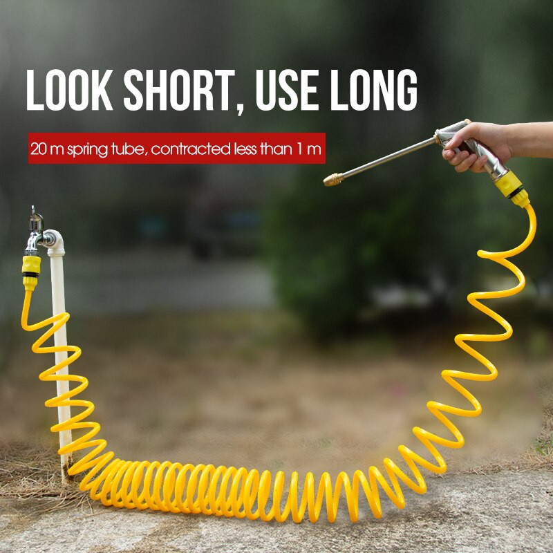 Udare automată serpentină din PVC Furtun de apă de grădină Țeavă de recul cu autovolburare cu duză de pulverizare Pistol de irigare Instrument de pulverizare pentru spălătorie auto