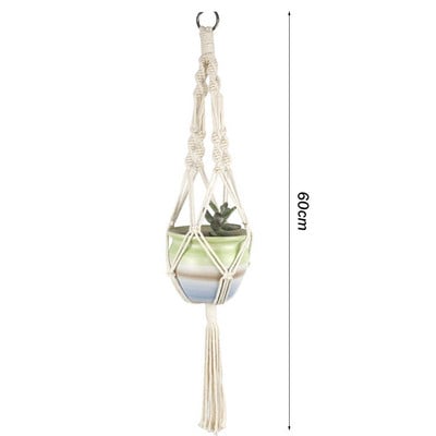 Augalų kabykla Sodo virvių sienų dekoravimas Augalų laikiklis Kabantis krepšelis Gėlių vazonas Kabantis krepšelis Medvilninė virvė gėlių vazonas