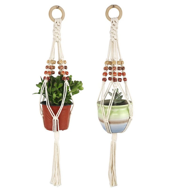 Augalų kabykla Sodo virvių sienų dekoravimas Augalų laikiklis Kabantis krepšelis Gėlių vazonas Kabantis krepšelis Medvilninė virvė gėlių vazonas