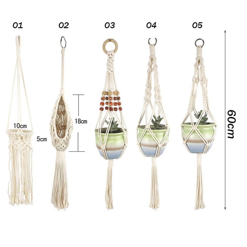 Augalų kabykla Sodo virvių sienų dekoravimas Augalų laikiklis Kabantis krepšelis Gėlių vazonas Kabantis krepšelis Medvilninė virvė gėlių vazonas