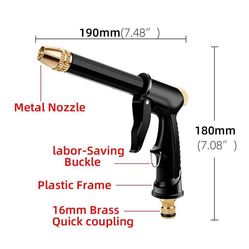 Kaasaskantav kõrgsurve veepüstol aia kastmiseks Autopesumasina voolikuotsik Sprinkler Vahtveepüstol Kodutööriistad