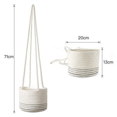 Sodintuvų krepšeliai Kabantys krepšelio vazonai Namų dekoravimui Lengva pritvirtinti 14 cm / 20 cm skersmens dekoruoti baltai austa pakabinama vazonė