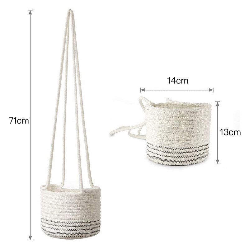 Sodintuvų krepšeliai Kabantys krepšelio vazonai Namų dekoravimui Lengva pritvirtinti 14 cm / 20 cm skersmens dekoruoti baltai austa pakabinama vazonė