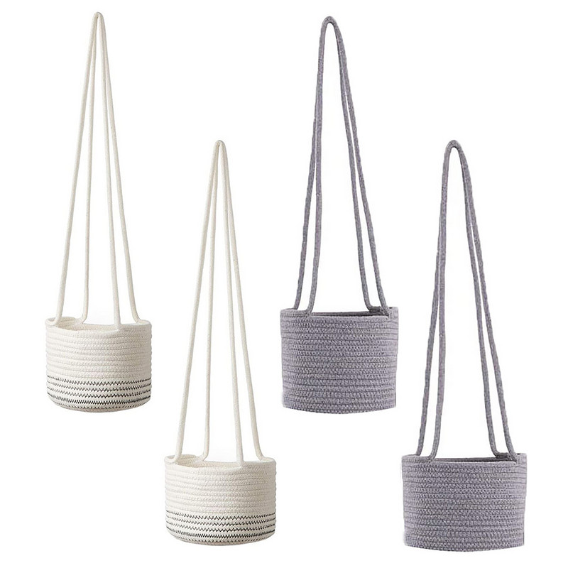 Sodintuvų krepšeliai Kabantys krepšelio vazonai Namų dekoravimui Lengva pritvirtinti 14 cm / 20 cm skersmens dekoruoti baltai austa pakabinama vazonė